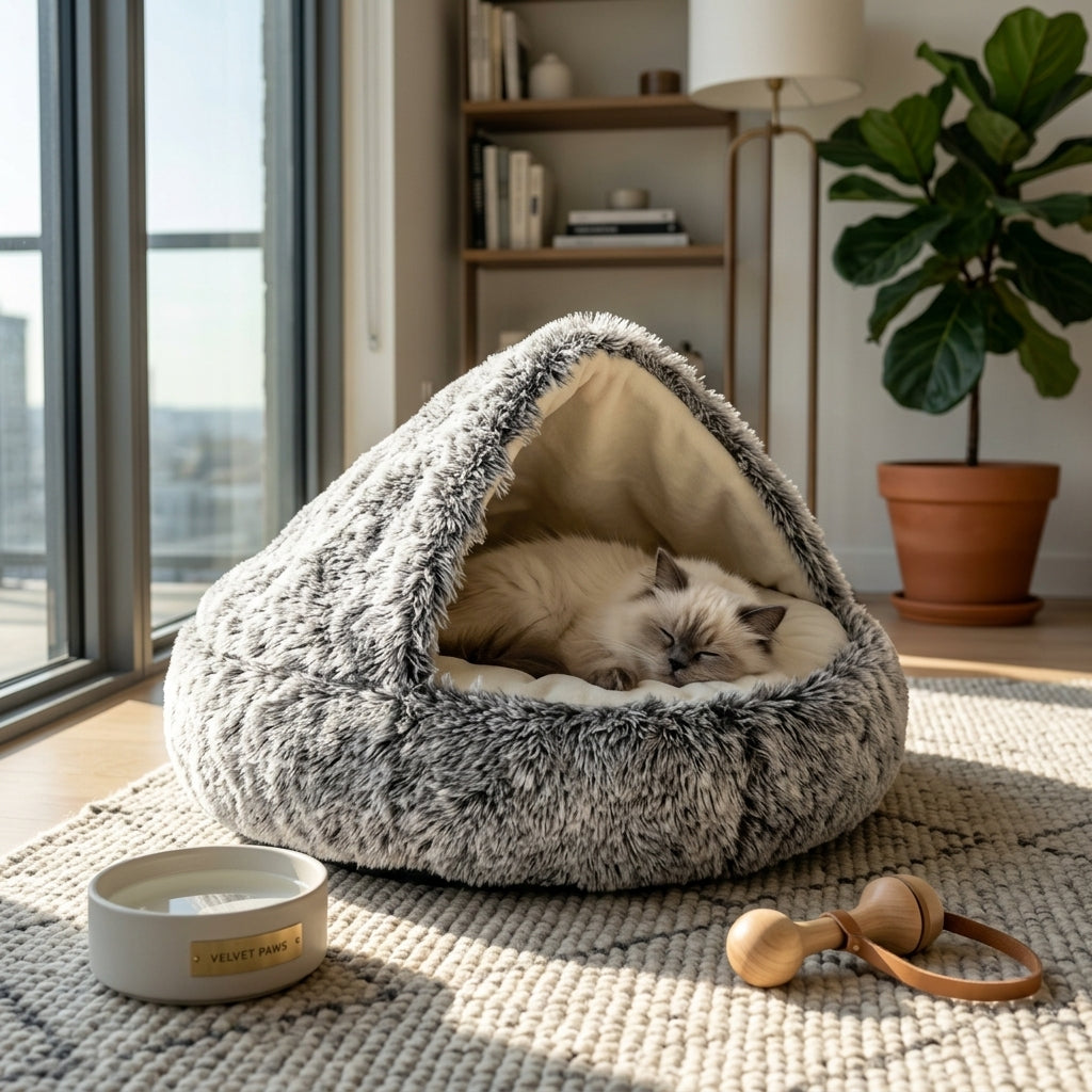 CozyNest™ – The Fluffy Round Cat Bed