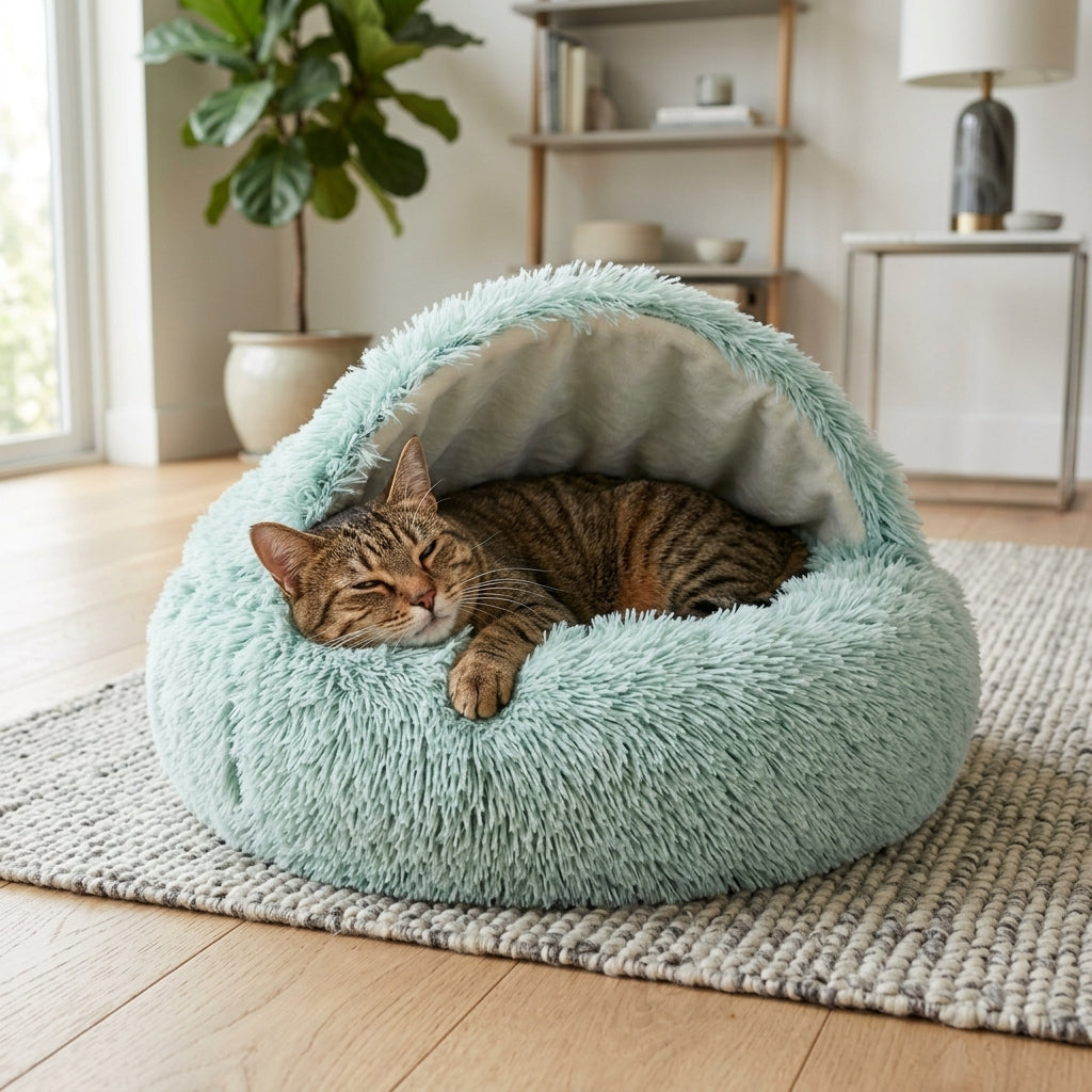 CozyNest™ – The Fluffy Round Cat Bed