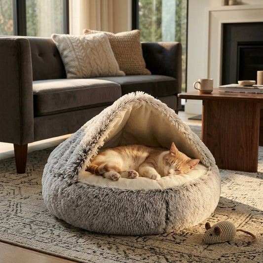 CozyNest™ – The Fluffy Round Cat Bed