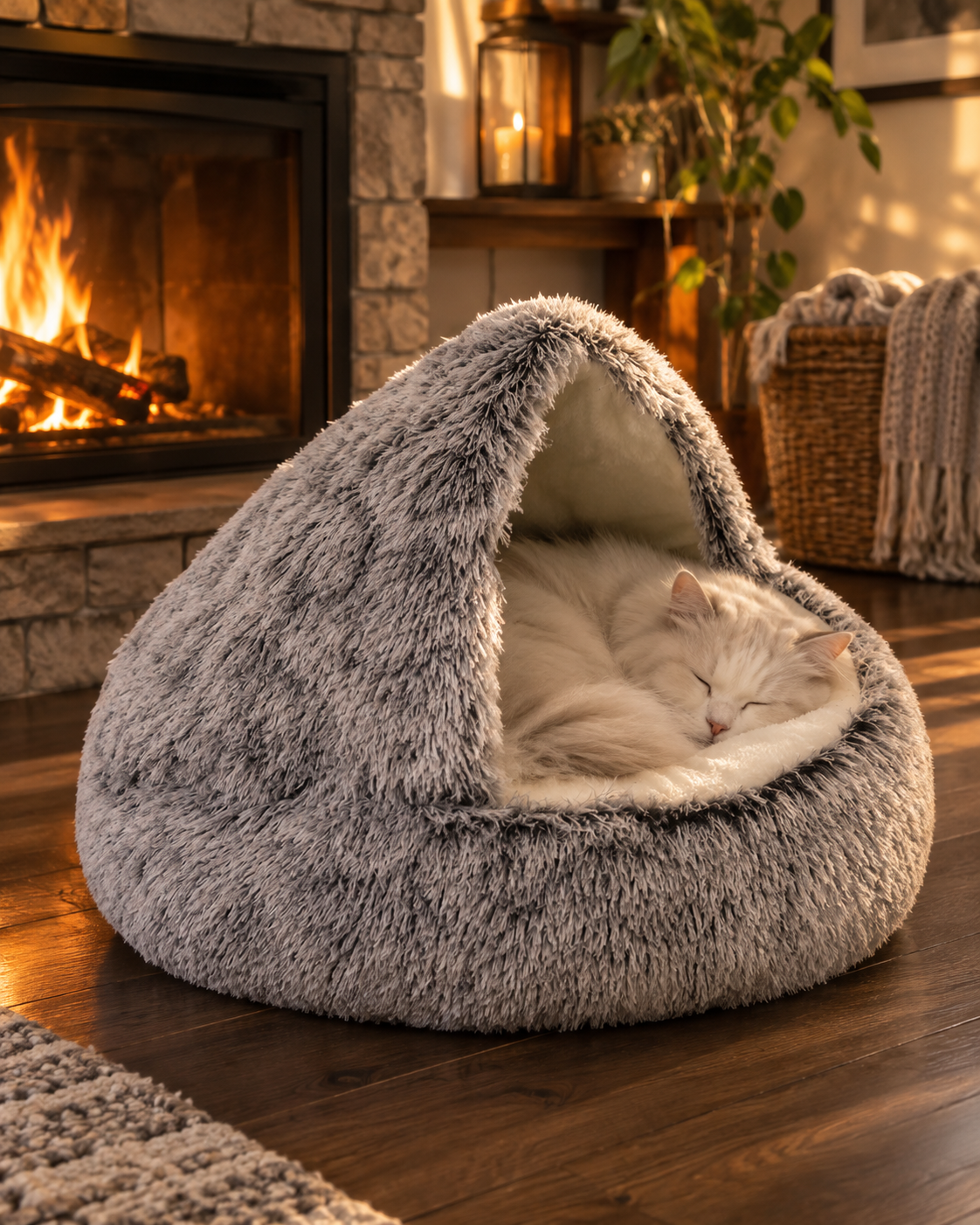 CozyNest™ – The Fluffy Round Cat Bed