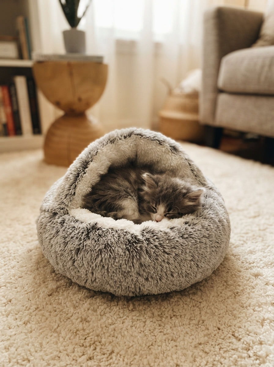Winter Plush Pet Cat Bed round Cat Cushion Cat House 2 in 1 Warm Cats Basket Pet Sleep Bag Kitten Nest Kennel for Small Dog Cats - pastel-testimonials